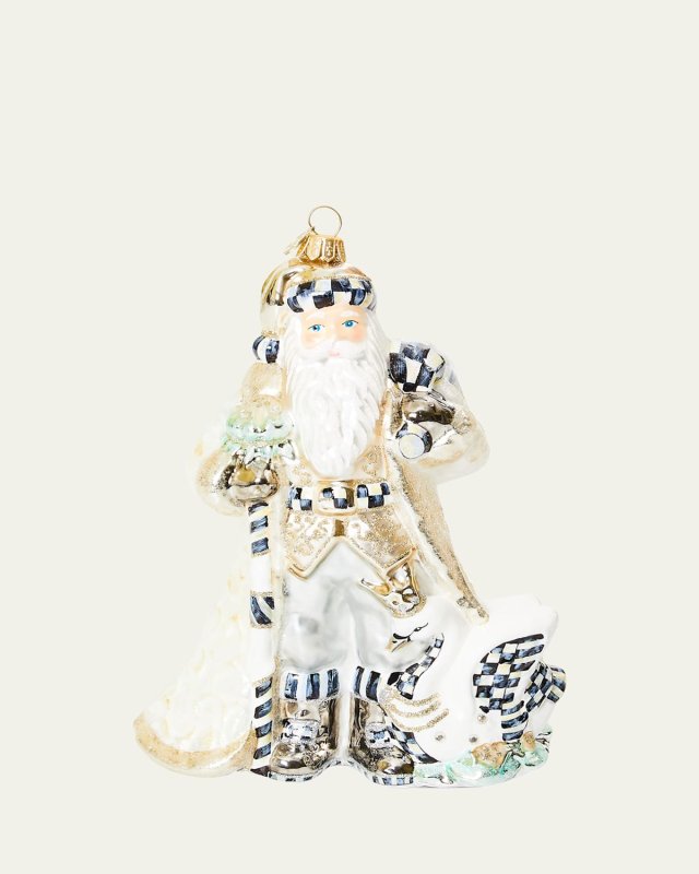 Crystal Palace Swan Santa Glass Christmas Ornament
